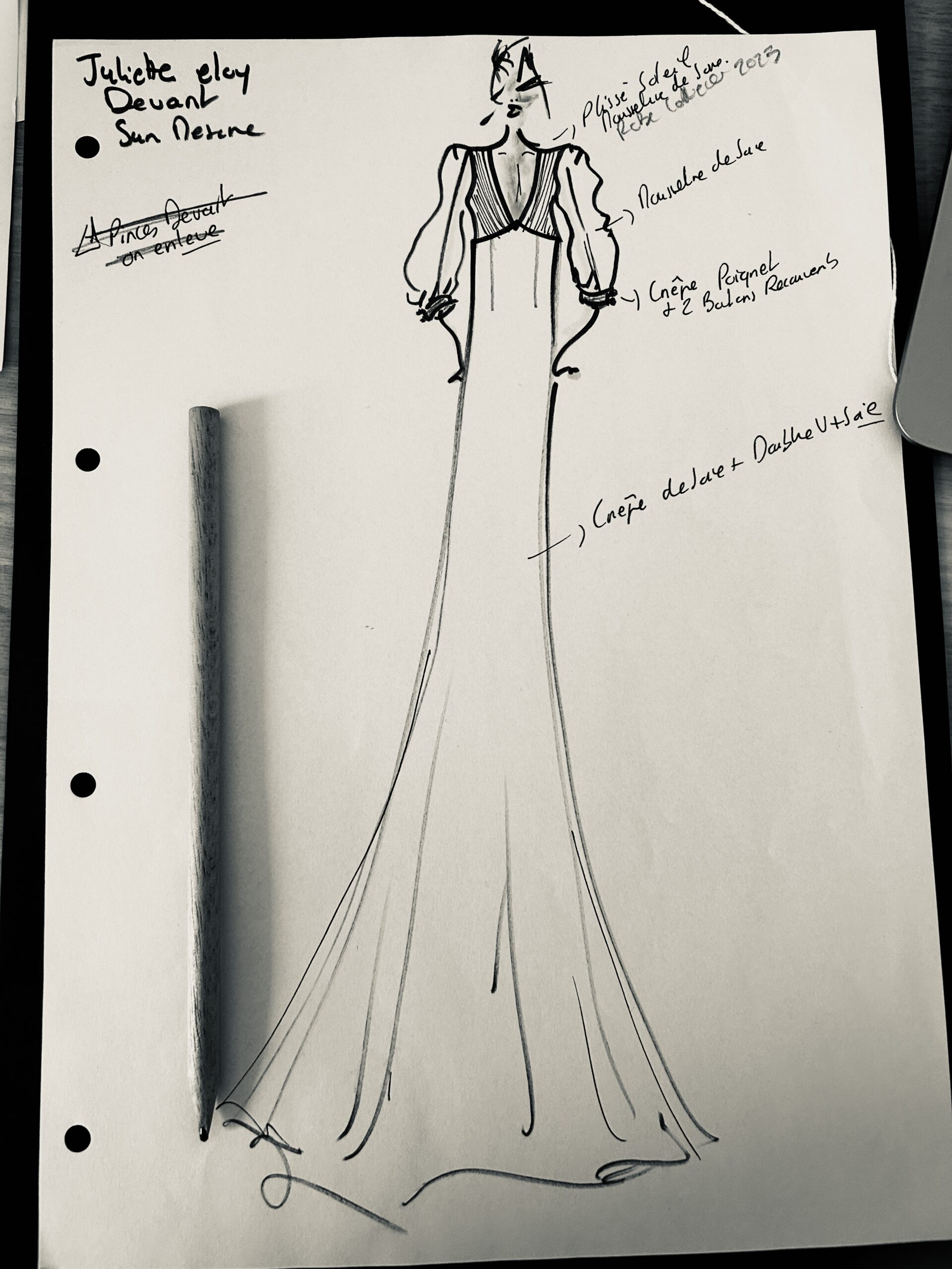 Croquis d'Elsa Barois — robe de mariée de Juliette
